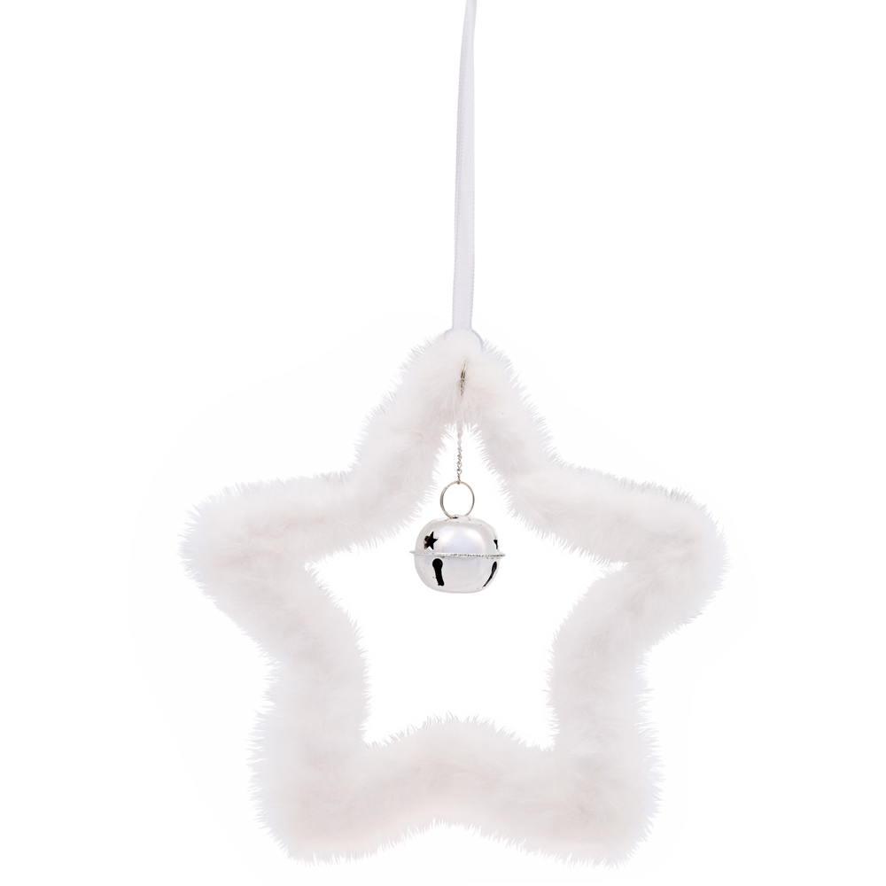 Fluffy Hanging Star Decoration White Image 1