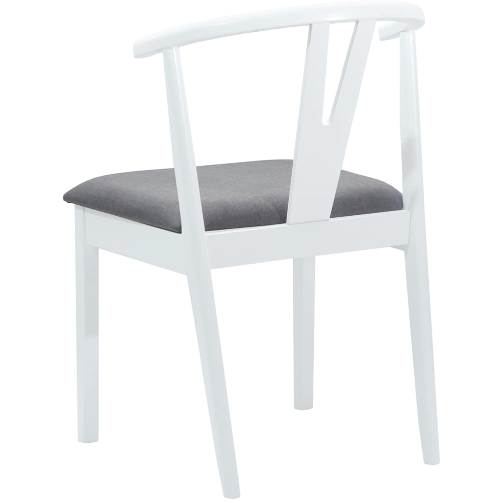 vidaXL Set of 2 White and Grey Rubberwood Dining Chairs Image 4