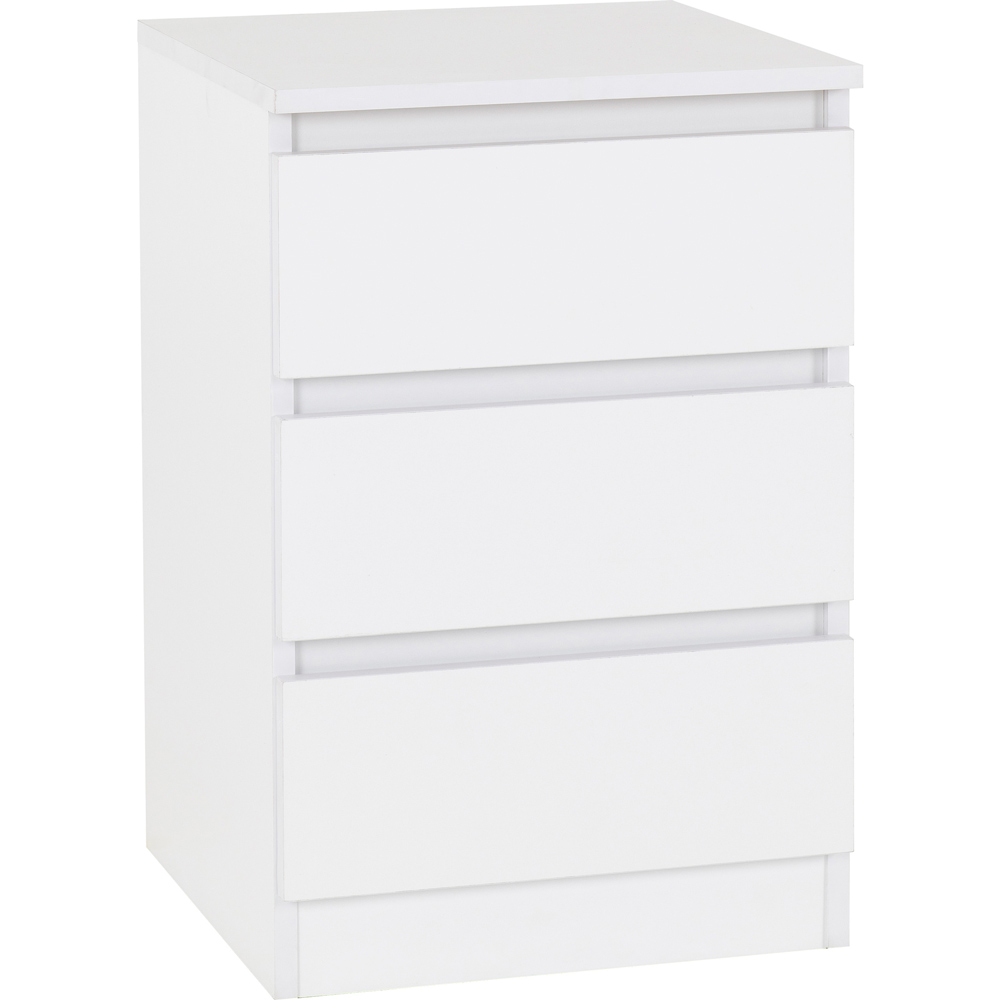 Seconique Malvern 3 Drawer White Bedside Table Image 2