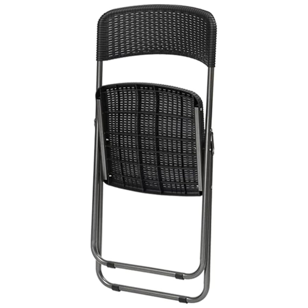 Garden Gear Set of 4 Black Rattan Effect Folding Plastic Dining Chair Image 3