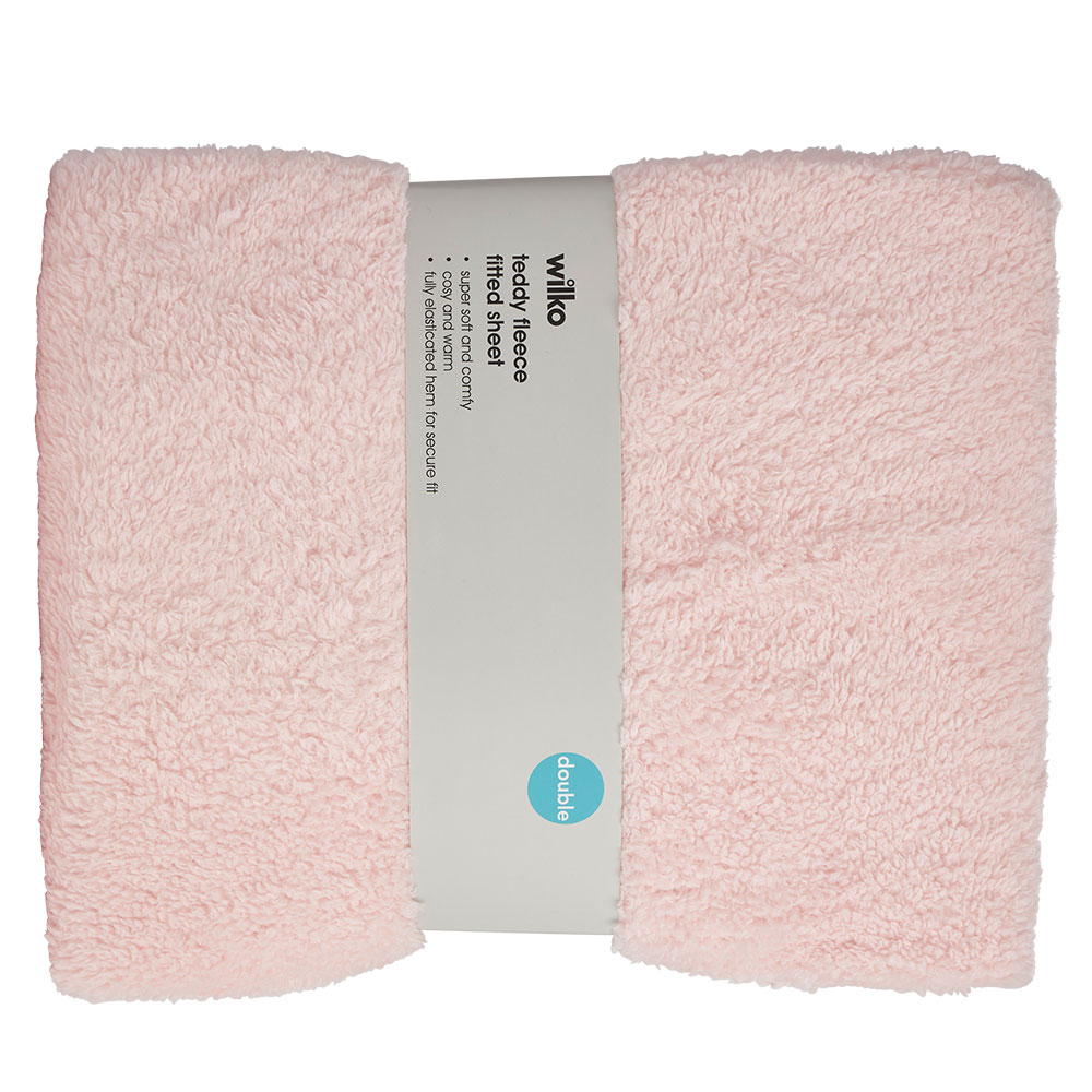 Wilko Double Blush Soft Teddy Fitted Sheet Image 5