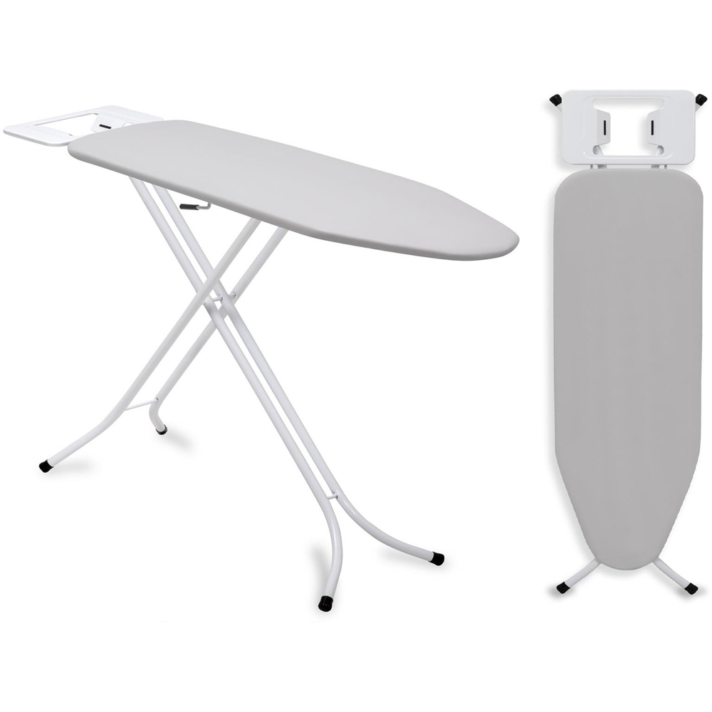 Gr8 Home Grey White Adjustable Folding Ironing Board with Iron Rack Image 2