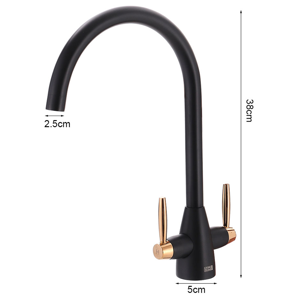 Living and Home Rose Gold Twin Lever Kitchen Tap Image 8