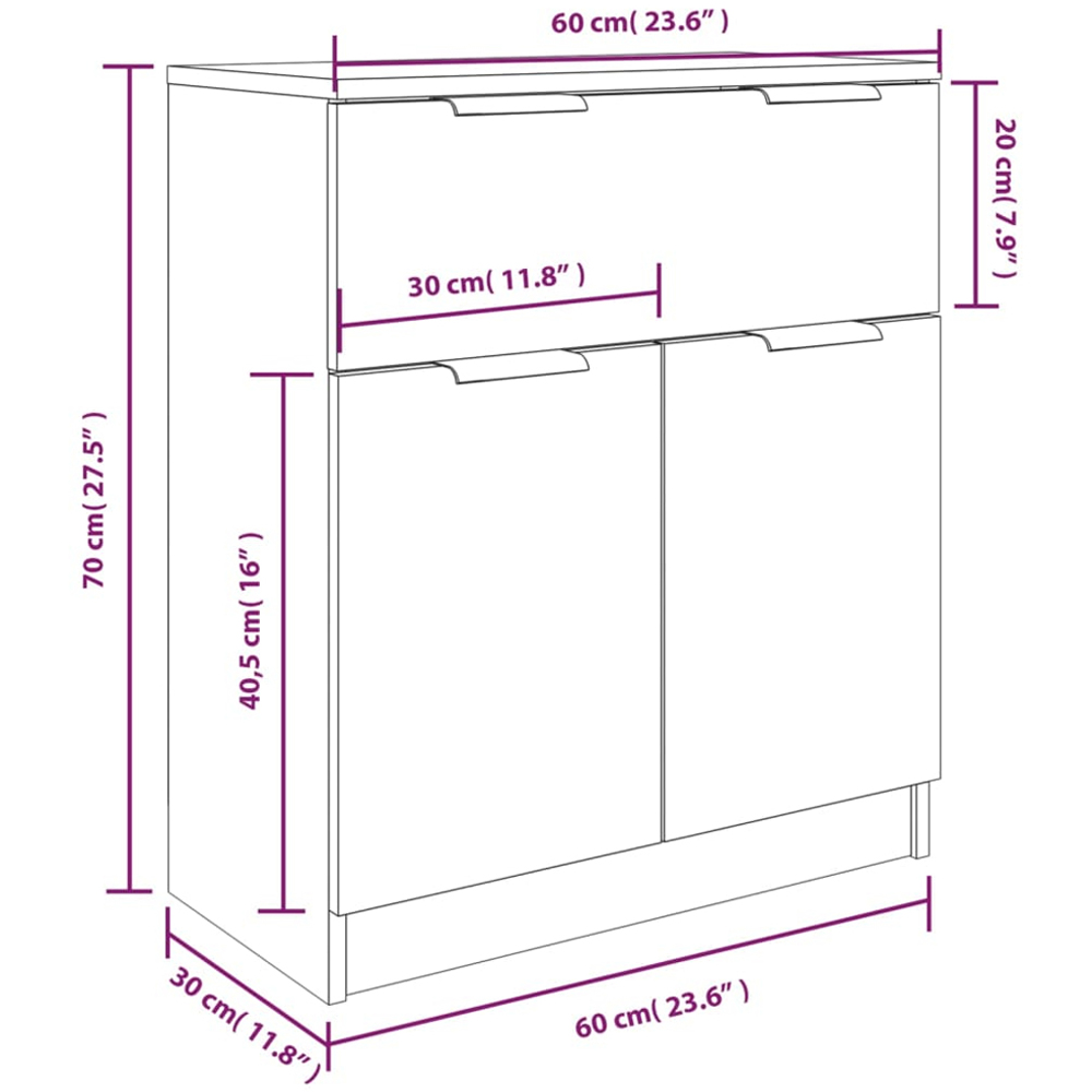 vidaXL 2 Door 7 Drawer Sonoma Oak Wide Sideboard Image 7