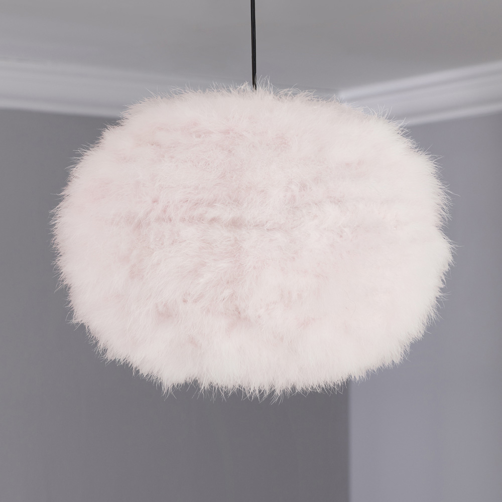 Wilko Pink Faux Feather Large Pendant Shade Image 2