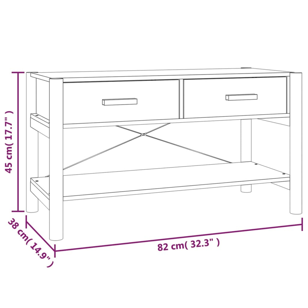 vidaXL 2 Drawer Single Shelf White TV Cabinet Image 9