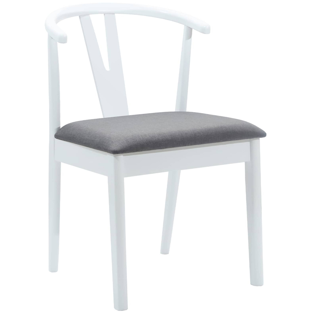 vidaXL Set of 2 White and Grey Rubberwood Dining Chairs Image 2