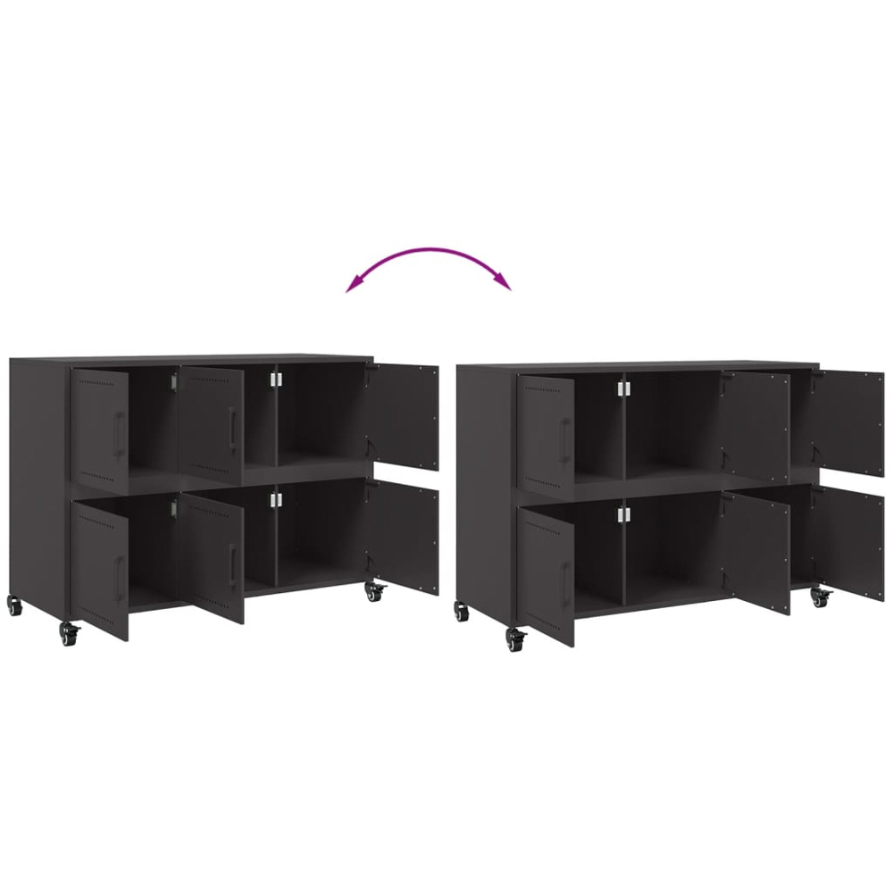 vidaXL 6 Door Black Steel Sideboard Image 9