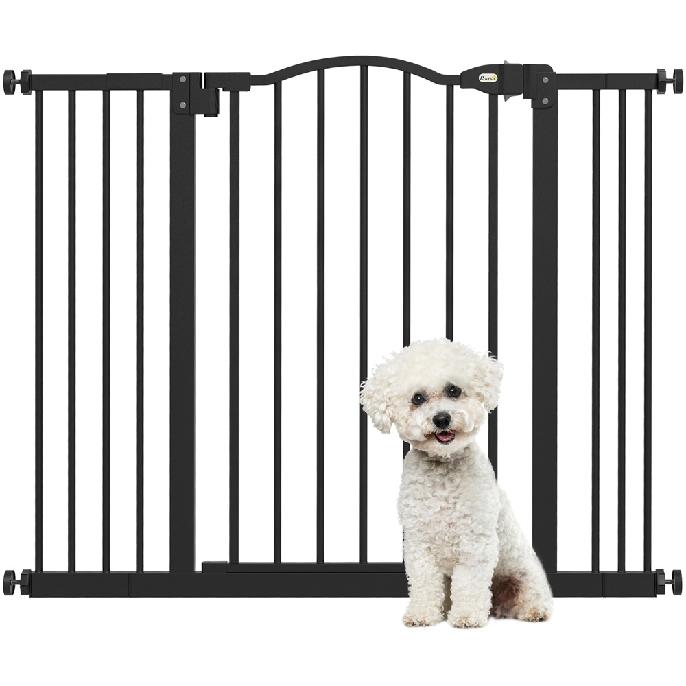 PawHut Black 74-100cm Adjustable Metal Pet Safety Gate Image 3