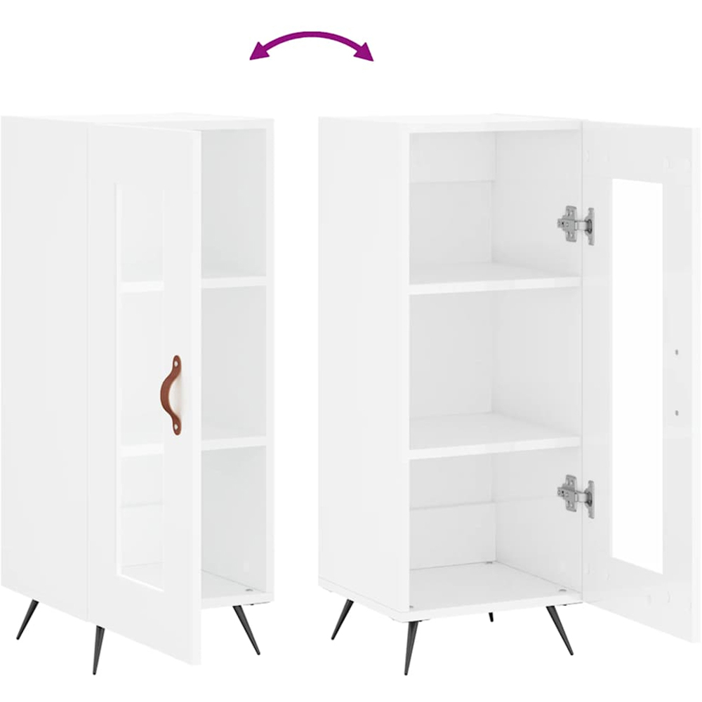 vidaXL Single Glass Door High Gloss White Sideboard Image 9