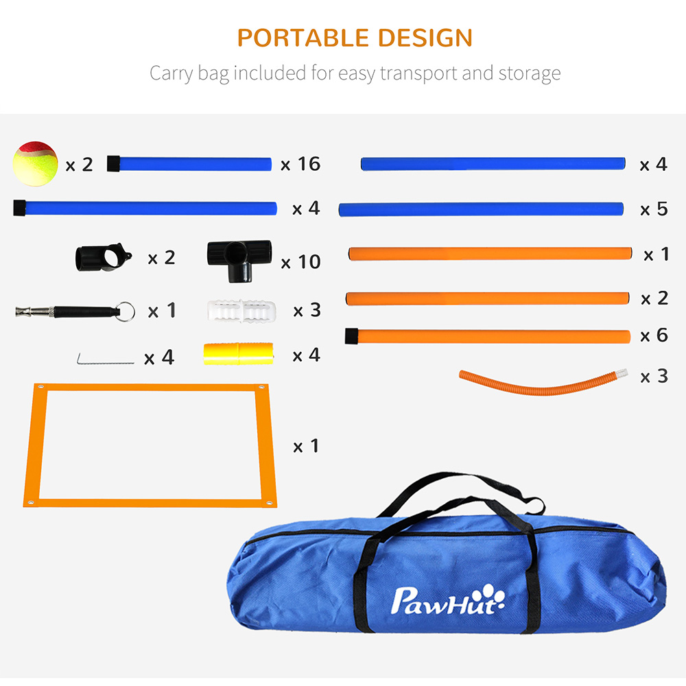 PawHut 4 Piece Dog Agility Set with Carry Bag Image 8