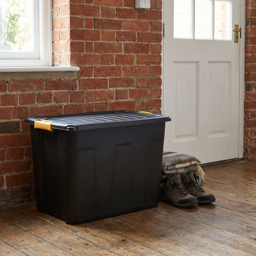 120L Black Lockable Storage Box with Cover | Wilko