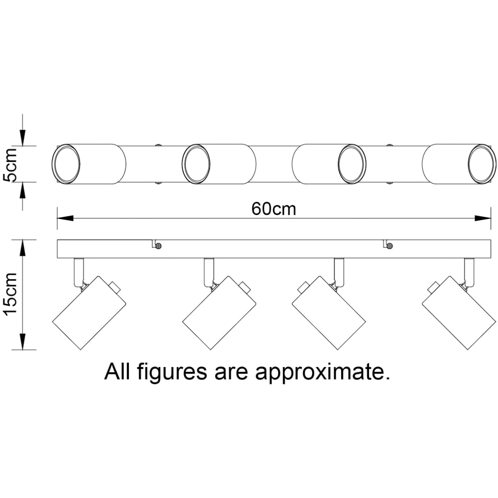 Cosylyte Grafton Brushed Brass 4 Light Spotlight with Matt Black Base Image 7