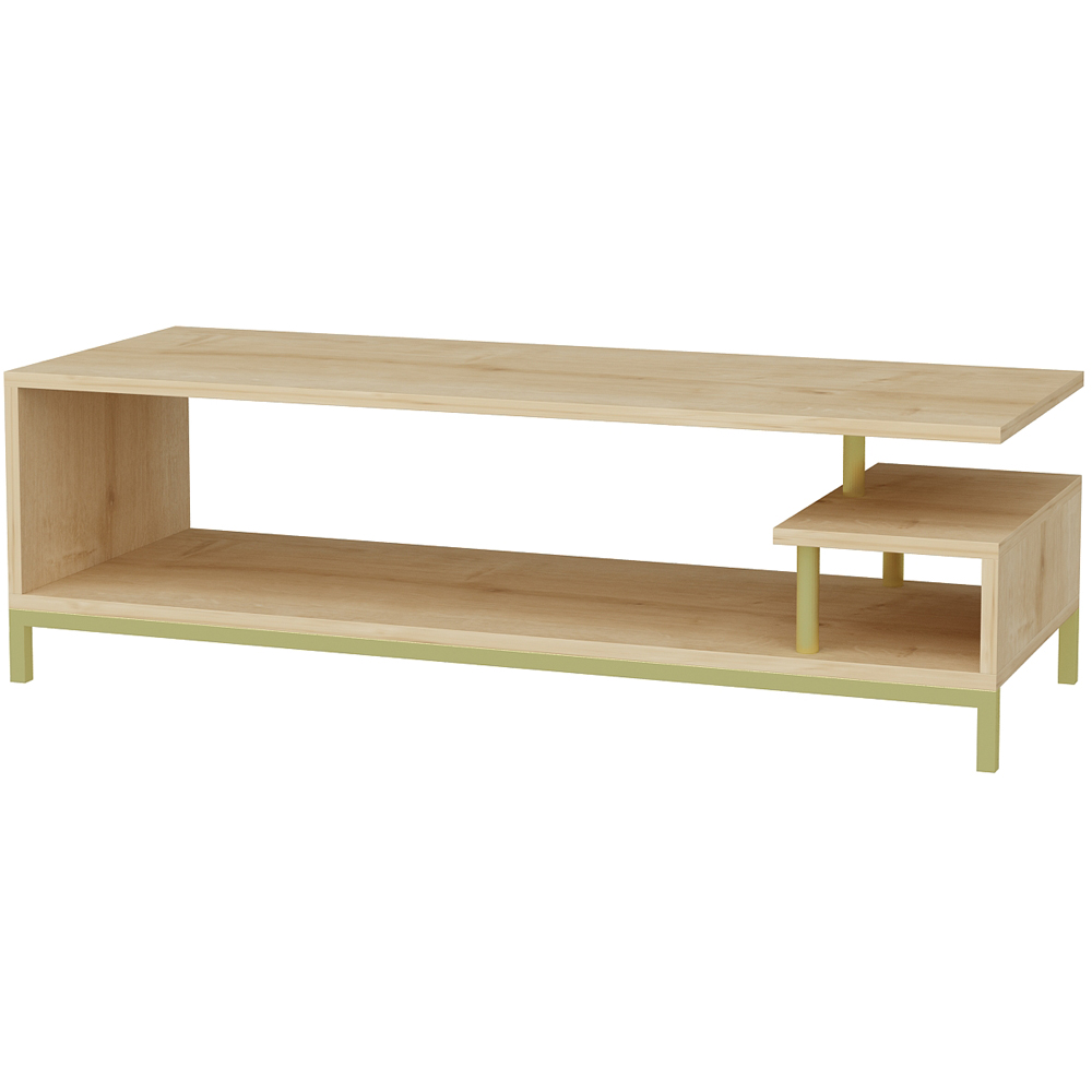 Decorotika Reilly 2 Shelf Gold and Sapphire Oak TV Unit Image 2