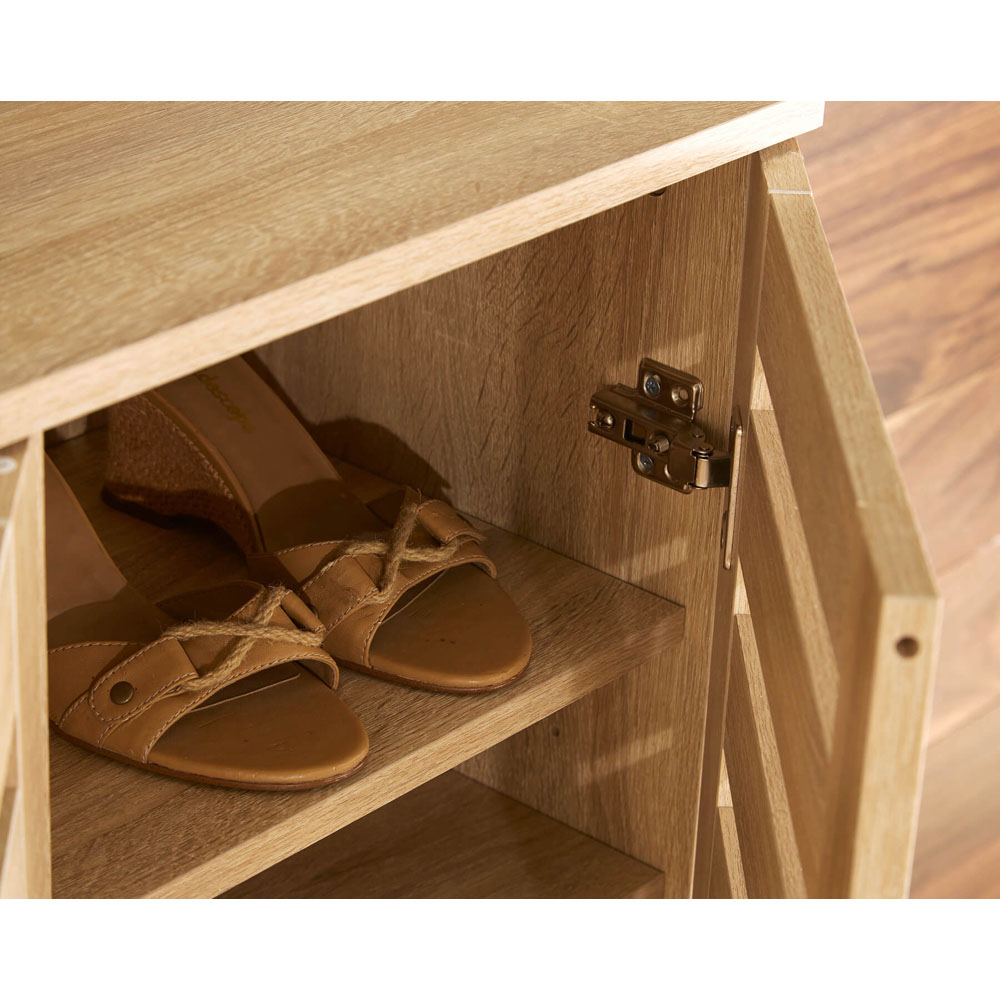 Home Source Oslo 3 Door Oak Effect Shoe Cabinet Image 3