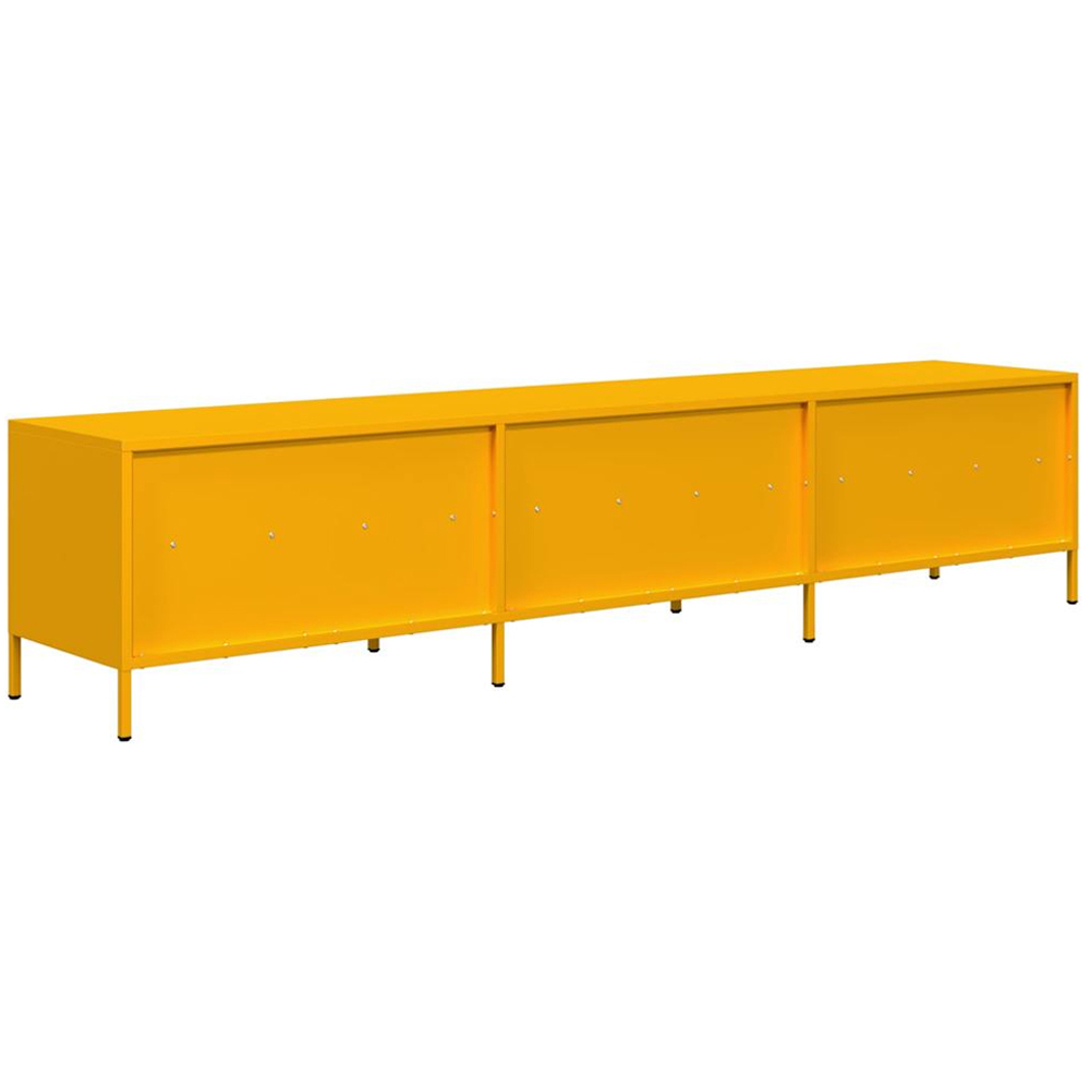 vidaXL 3 Drawer 3 Shelf Mustard Yellow Steel Industrial Style TV Cabinet Image 7