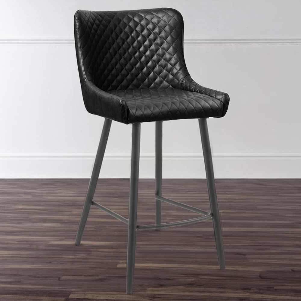 Julian Bowen Luxe Black Faux Leather Bar Stool Image 1