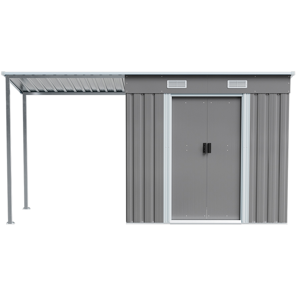 Living and Home 6.4 x 3.9ft Outdoor Metal Storage Shed with Lean To Image 1
