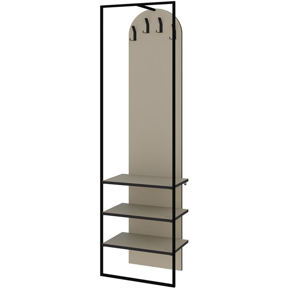 FWStyle Archy 3 Shelf Ash Green Shoe and Coat Rack Stand with Hanging Hooks Image 2