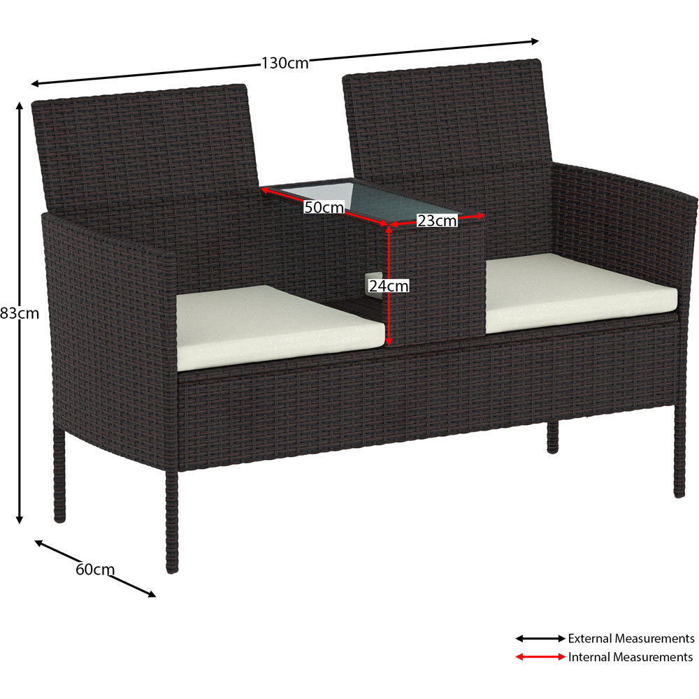 Garden Vida 2 Seater Brown Vienna Love Companion Seat Image 6