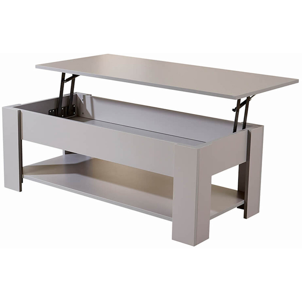 Home Source Orlando Single Shelf Grey Lift Up Storage Coffee Table Image 3