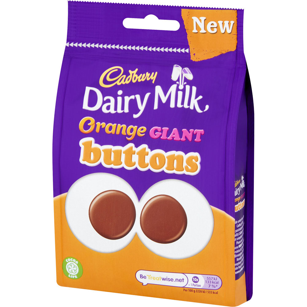 Cadbury Dairy Milk Orange Giant Buttons Chocolate Bag 110g Wilko