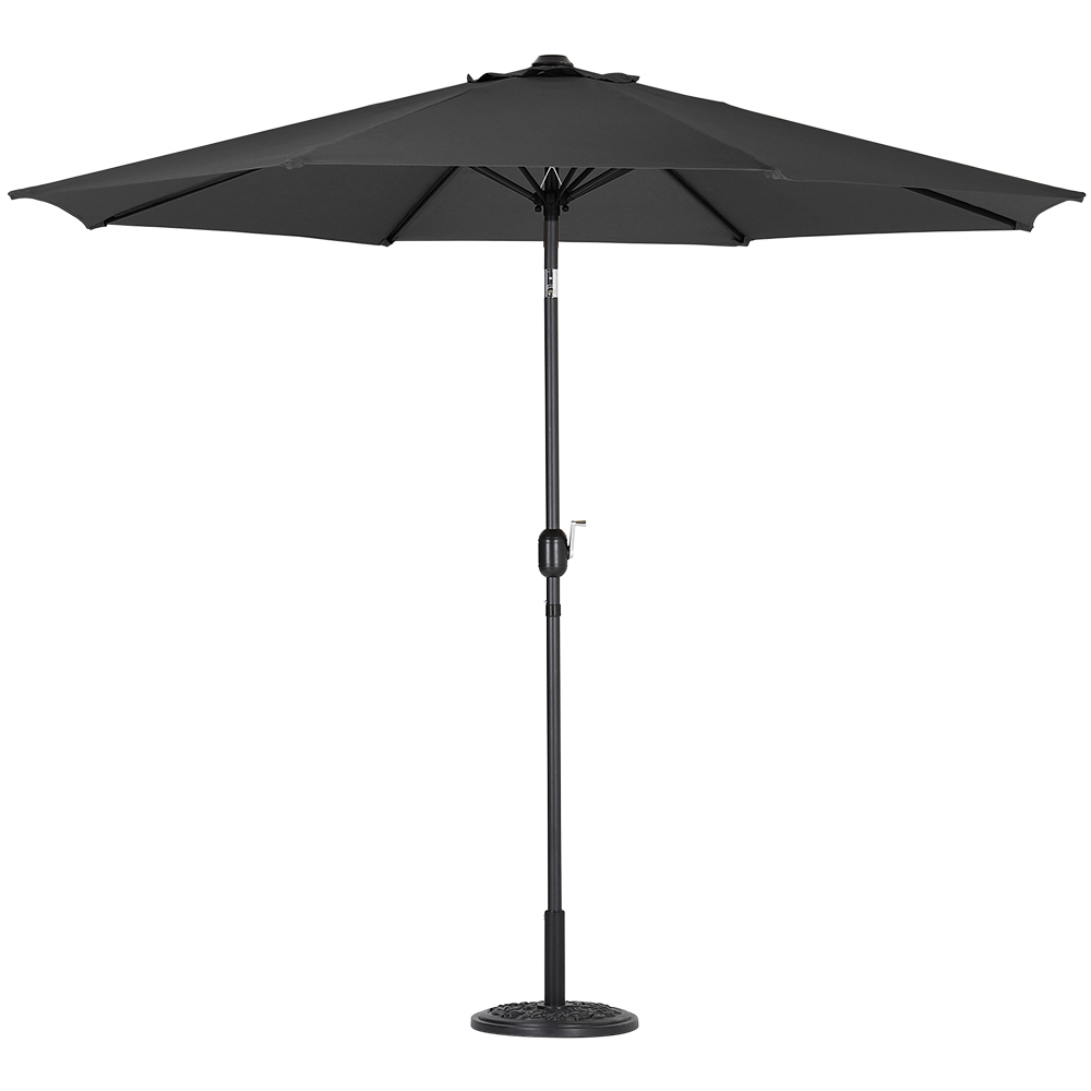 Living and Home Black Round Crank Tilt Parasol with Floral Round Base 3m Image 4