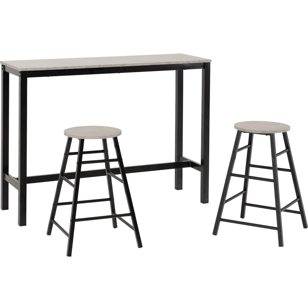 Seconique Athens Concrete Effect 2 Seater Bar Table and Chairs Set Image 3