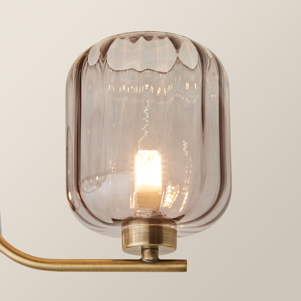 ValueLights Amelie 3 Way Ribbed Glass Gold Stem LED Ceiling Pendant Light Image 3