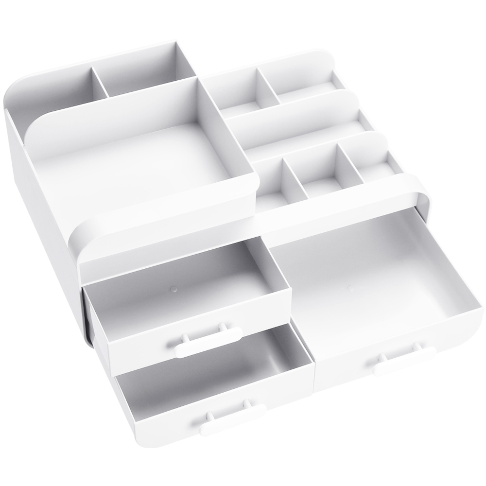 Living and Home 3 Drawer White Plastic Desk Organiser Image 3