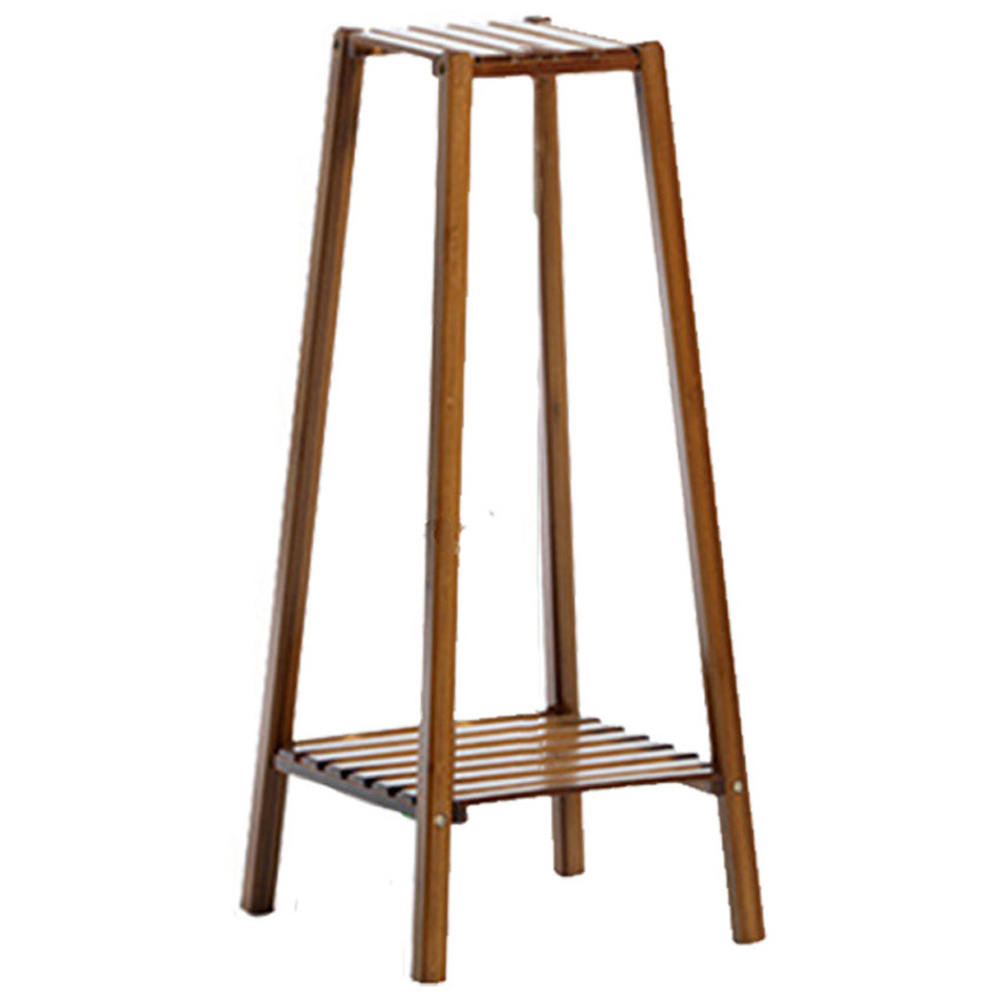 Living and Home 2 Tier Wooden Vintage Natural Plant Stand Image 1