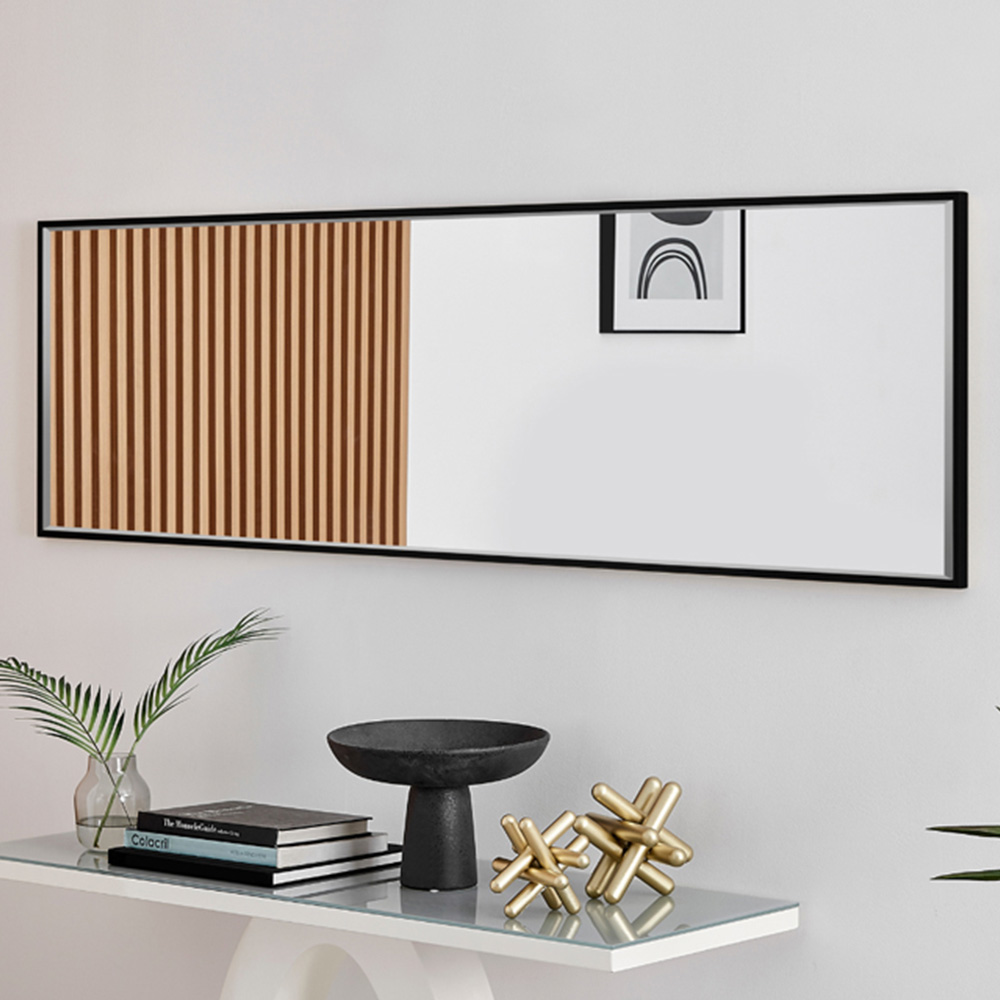 Furniturebox Austen Rectangular Black Extra Large Metal Wall Mirror 170 x 50cm Image 7