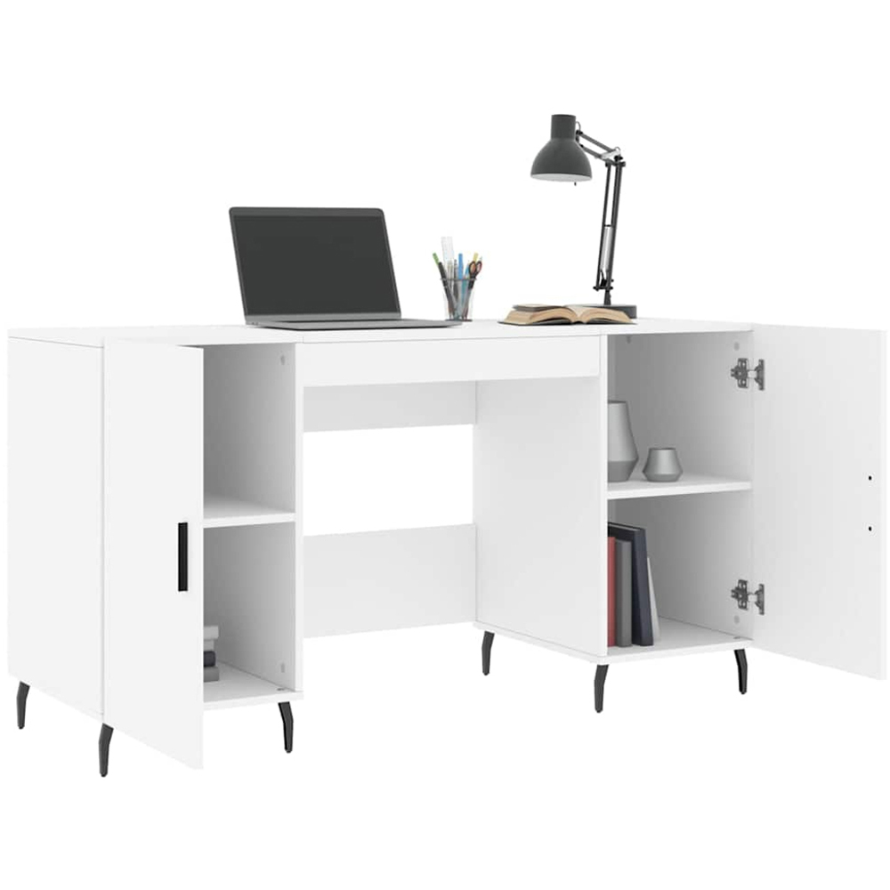 vidaXL 2 Door Computer Desk White Image 4