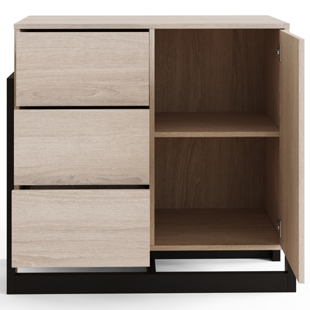 GFW Taite Single Door 3 Drawer Oak Sideboard Image 6