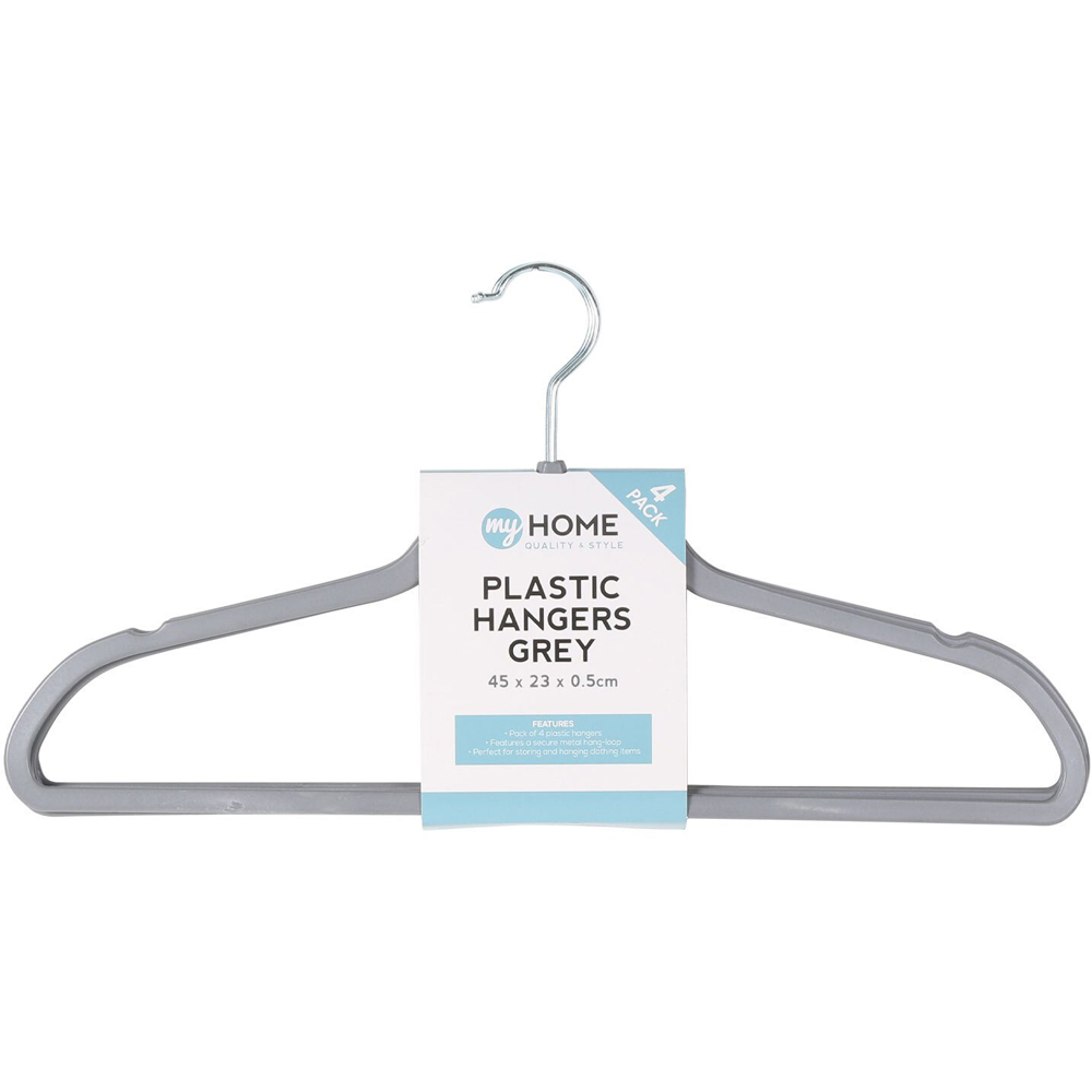 My Home Grey Plastic Hangers 4 Pack Image