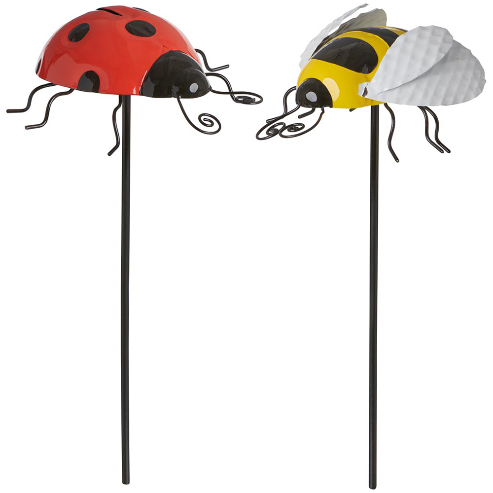 Single Wilko Garden Metal Pot Stake Bee and Ladybird in Assorted styles Image 1