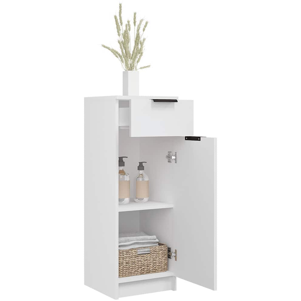vidaXL Single Door Single Drawer White Narrow Bathroom Cabinet Image 5