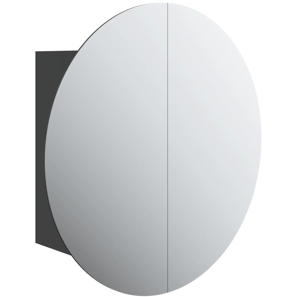 vidaXL 2 Door LED Round Mirror Black Bathroom Cabinet Image 2
