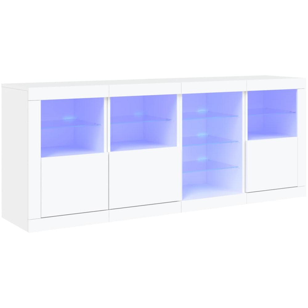 vidaXL 3 Door 10 Shelf White LED Sideboard Image 2