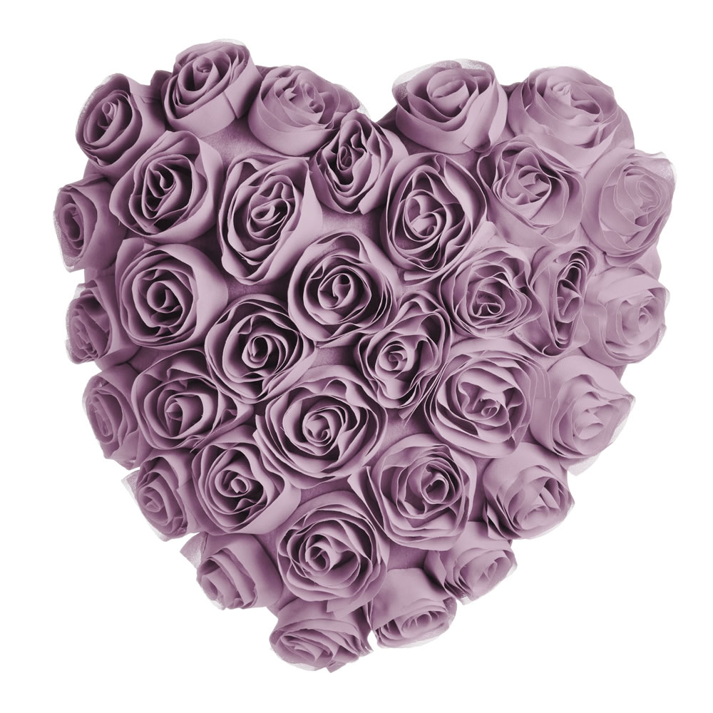 Wilko Lilac Rose Heart Shaped Cushion Image
