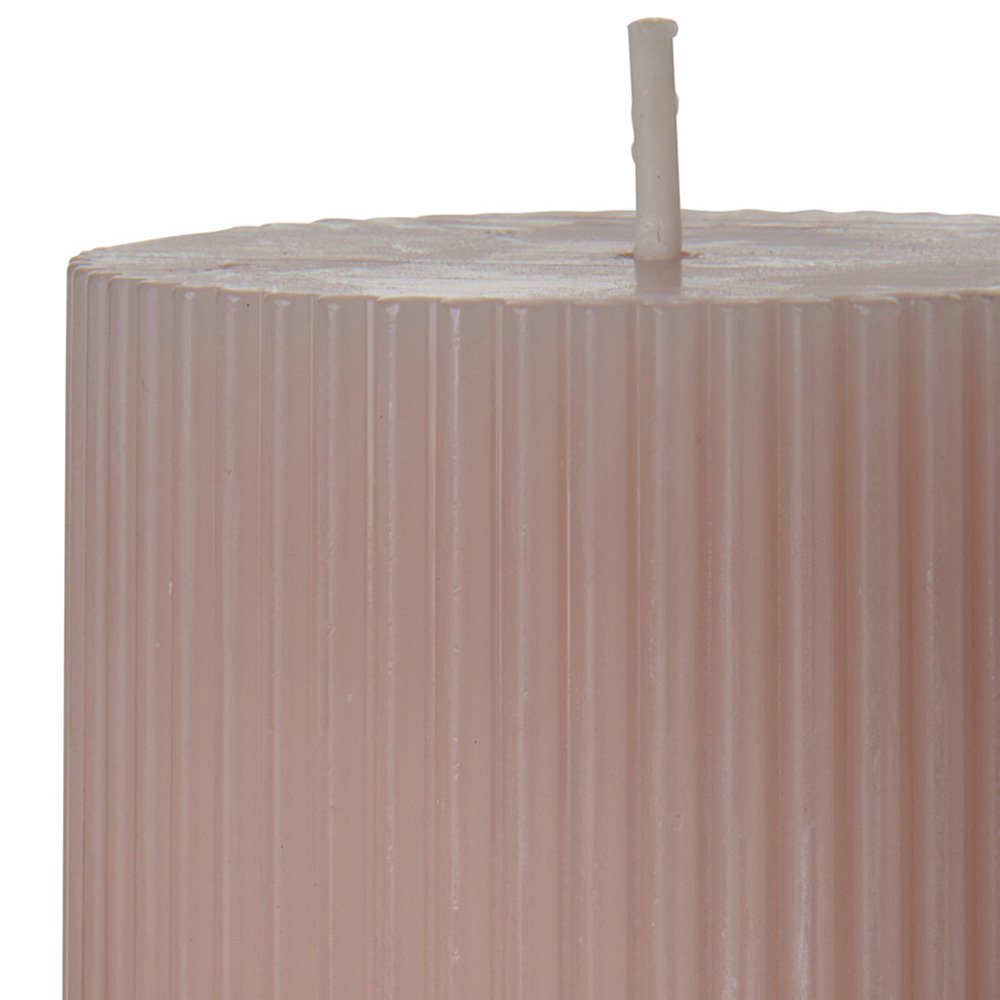 Wilko Pink Ribbed Candle Image 6