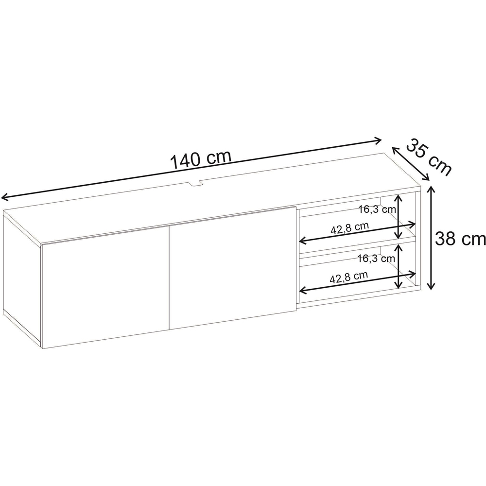 Decortie Conrad 2 Door 2 Shelf Black Wood TV Unit Image 6