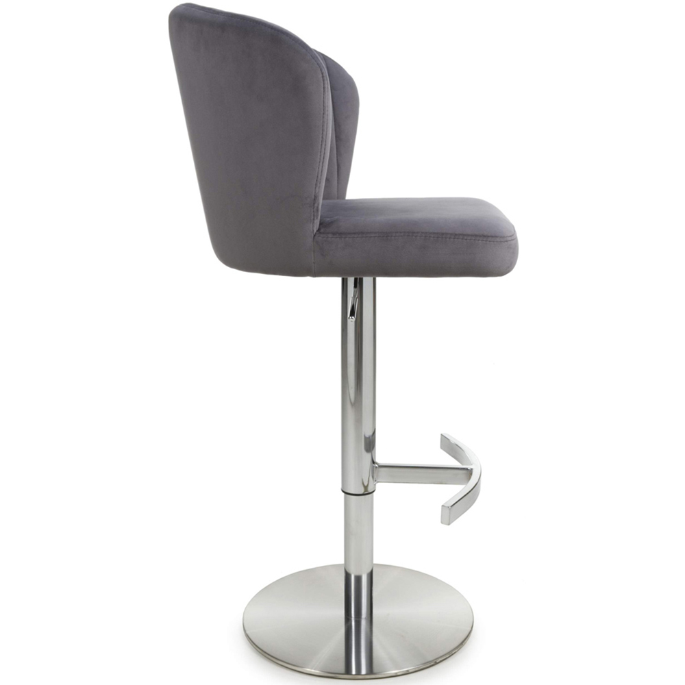 Shankar Sigma Grey Brushed Velvet Bar Stool Image 4