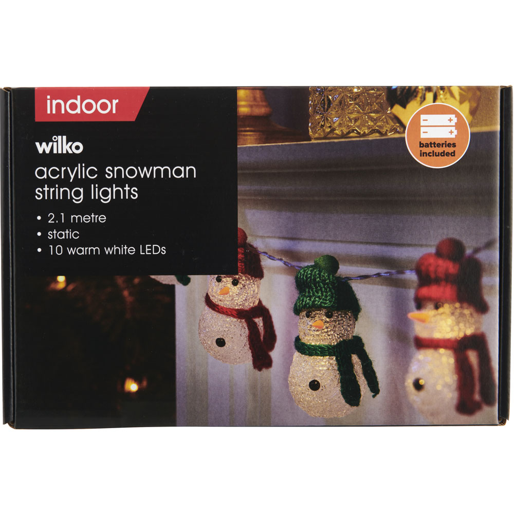 Wilko Battery-Operated Acrylic Snowman String Lights Image 4