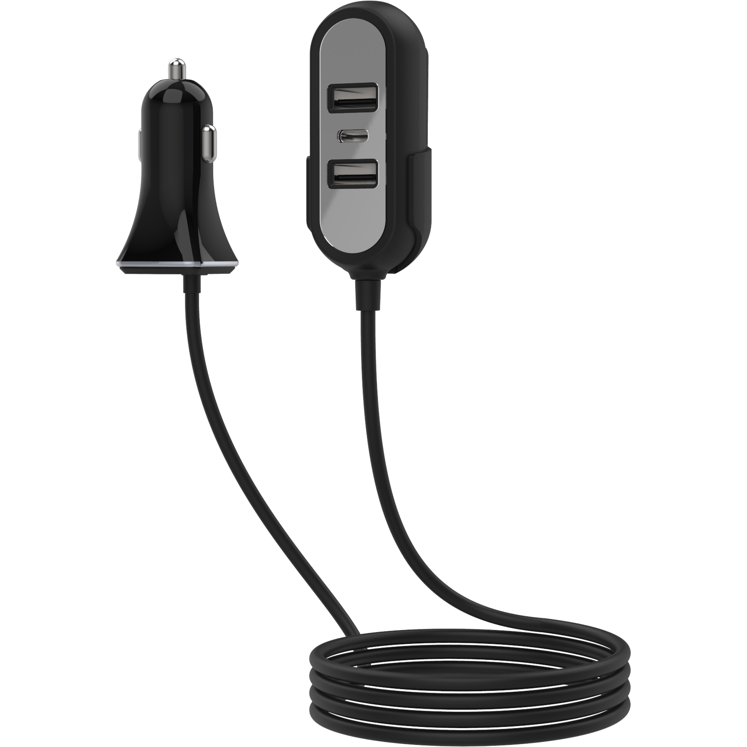 Car Charger with Rear Extension - Black Image 3