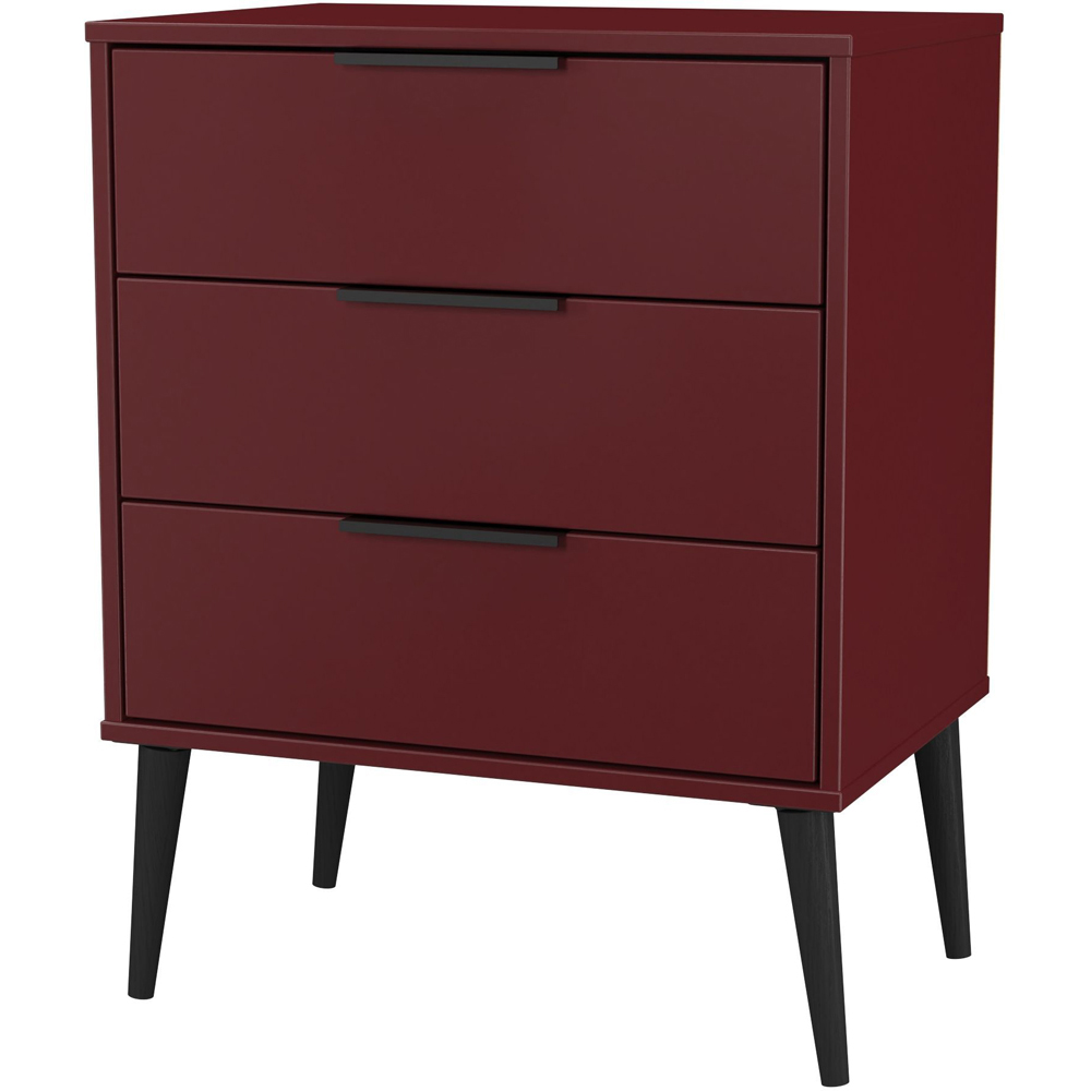 Crowndale Hong Kong 3 Drawer Matt Red and Black Midi Chest of Drawers Ready Assembled Image 2