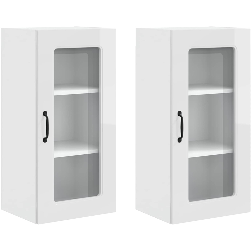 vidaXL Kalmar Single Door High Gloss White Wall Kitchen Cabinet 2 Pack Image 8