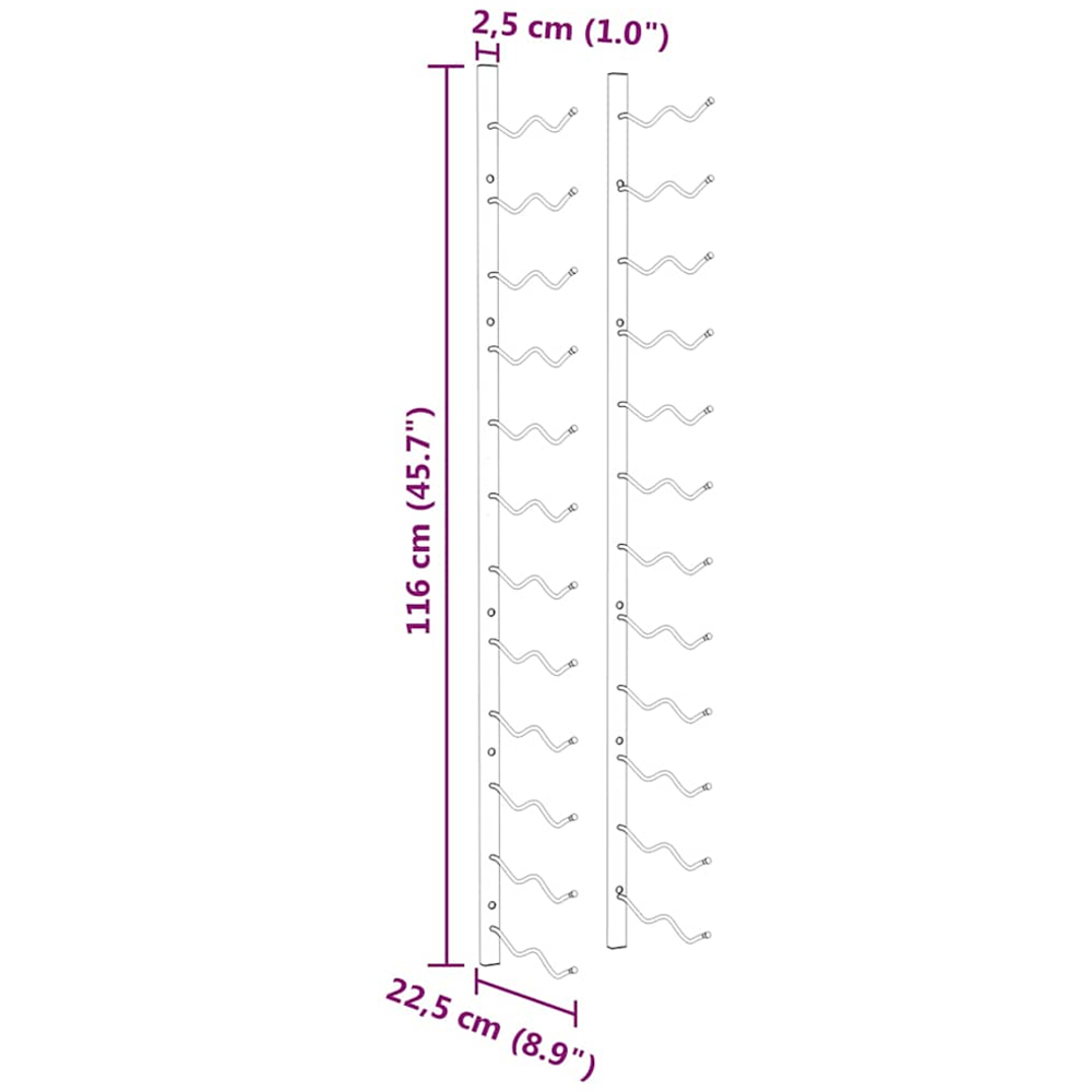 vidaXL 24 Bottle White Wall Mounted Wine Rack Image 5