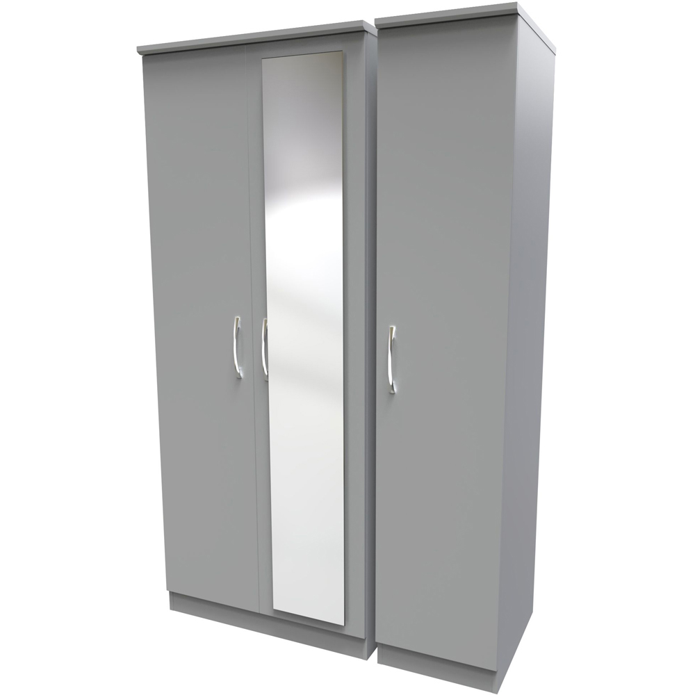 Crowndale Avon 3 Door Dusk Grey Mirror Wardrobe Ready Assembled Image 3