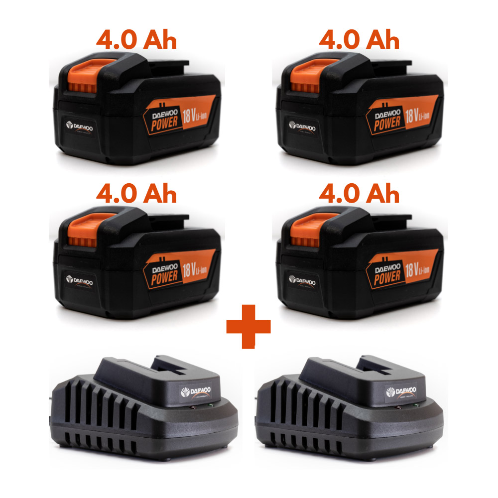 Daewoo U-Force 18V 4 x 4.0Ah Lithium-Ion Batteries with Chargers Image 7